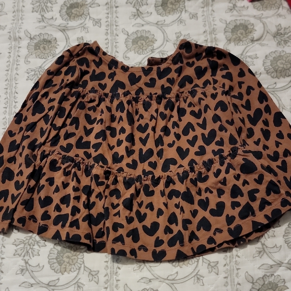 Brown Heart Patterned Baby Dress